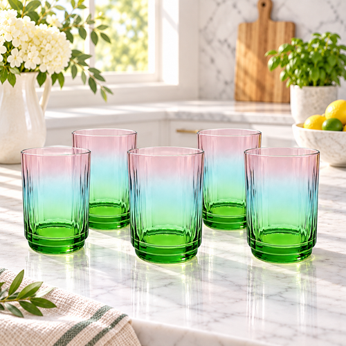 Elegant Tri-Tone Beverage Glasses Set 6 Piece (380 ML)