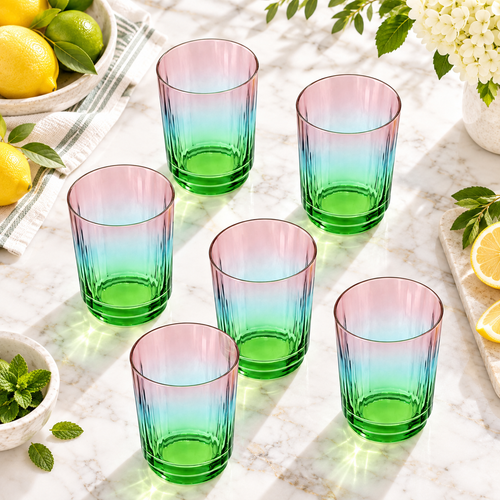 Elegant Tri-Tone Beverage Glasses Set 6 Piece (380 ML)