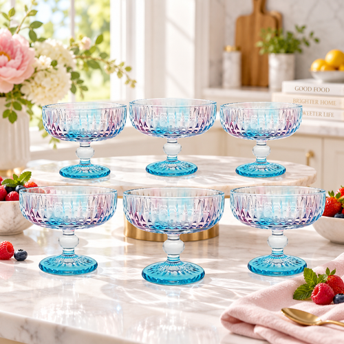 Elegant Iridescent Gradient Coupe Glass 6 Piece (220 ML)
