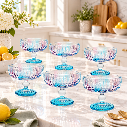 Elegant Iridescent Gradient Coupe Glass 6 Piece (220 ML)