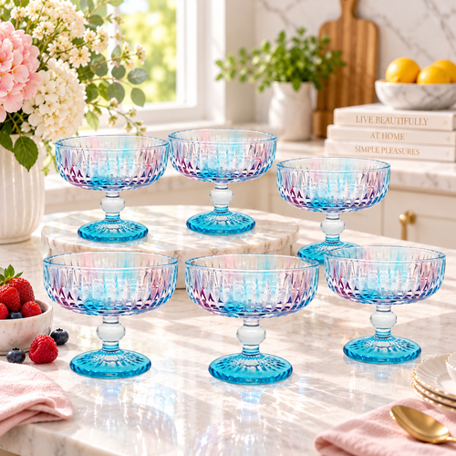Elegant Iridescent Gradient Coupe Glass 6 Piece (220 ML)