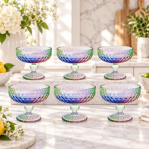 Modernist Iridescent Rainbow Glass Set 6 Piece (220 ML)