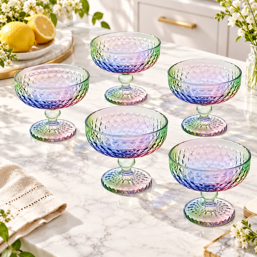 Modernist Iridescent Rainbow Glass Set 6 Piece (220 ML)