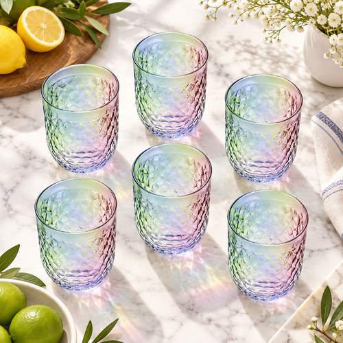 Elegant Prism Diamond Cut Glasses Set 6 Piece (250 ML)