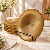 Warm Amber Gold Radial Glass Plate 6 Piece