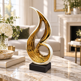 Abstract Flame Ivory & Gold Sculpture