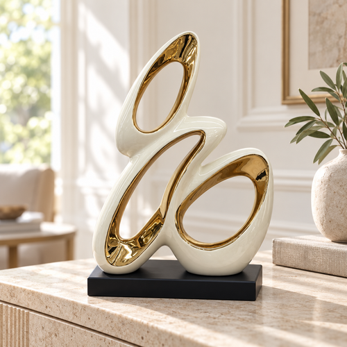 Abstract Triple Loop Ceramic Sculpture