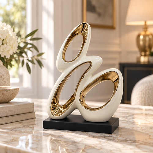 Abstract Triple Loop Ceramic Sculpture