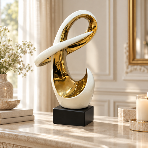 Abstract Helix Ivory & Gold Sculpture