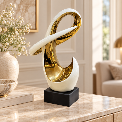 Abstract Helix Ivory & Gold Sculpture