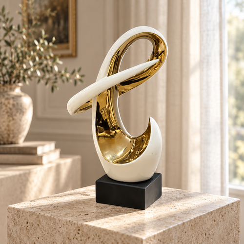 Abstract Helix Ivory & Gold Sculpture