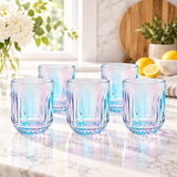 Elegant Iridescent Prism Colored Glass Set 6 Piece (250 ML)