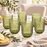 Mint Sage Diamond Cut Glass Set 6 Piece (250 ML)