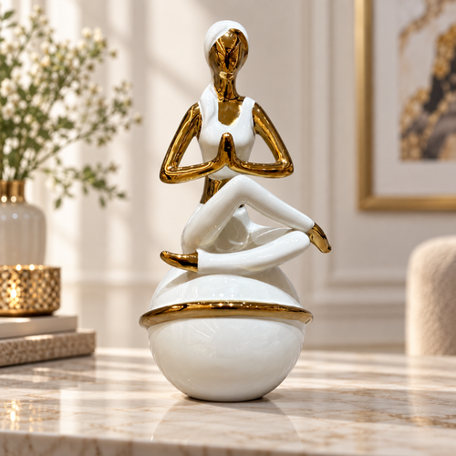 Modern Meditating Yoga Figure Sculpture