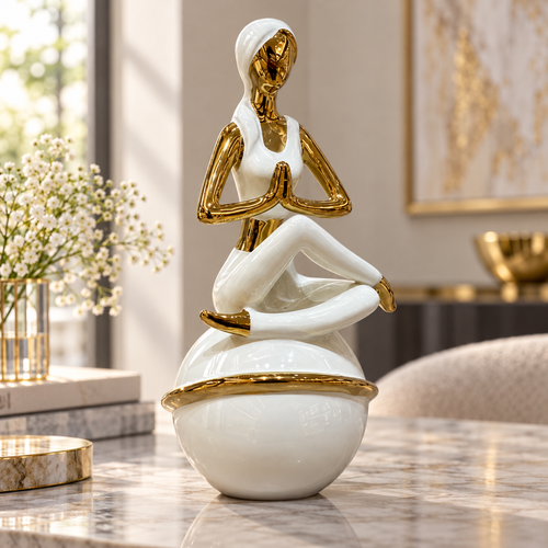 Modern Meditating Yoga Figure Sculpture