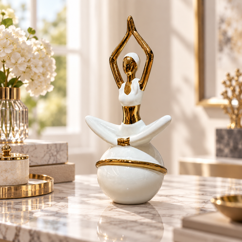 Elegant Standing Lotus Yoga Figure Sculpture
