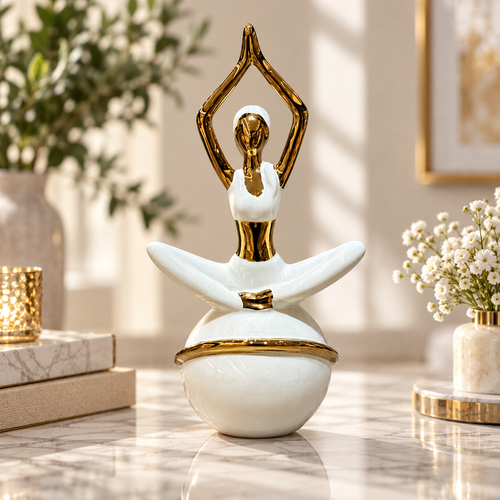 Elegant Standing Lotus Yoga Figure Sculpture