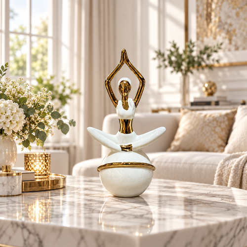 Elegant Standing Lotus Yoga Figure Sculpture