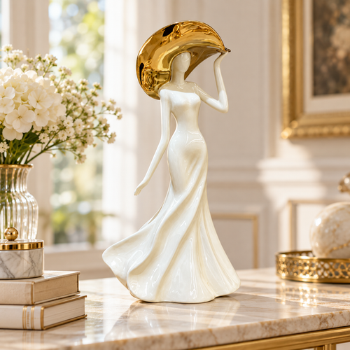 Modernist Lady with Sun Hat Sculpture