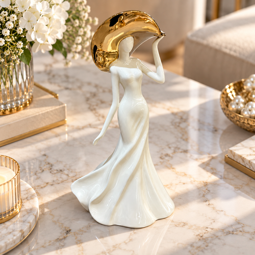 Modernist Lady with Sun Hat Sculpture