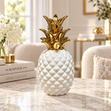 Ivory & Gold Ceramic Pineapple Sculpture