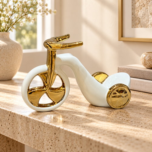 Elegant Tricycle Sculpture in Ivory & Gold