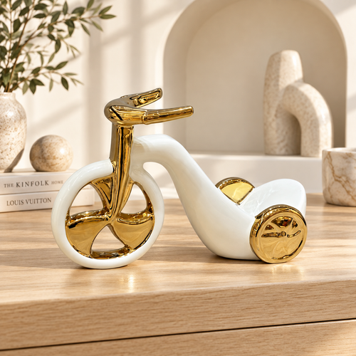 Elegant Tricycle Sculpture in Ivory & Gold