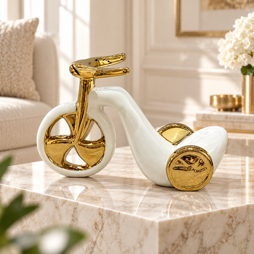 Elegant Tricycle Sculpture in Ivory & Gold