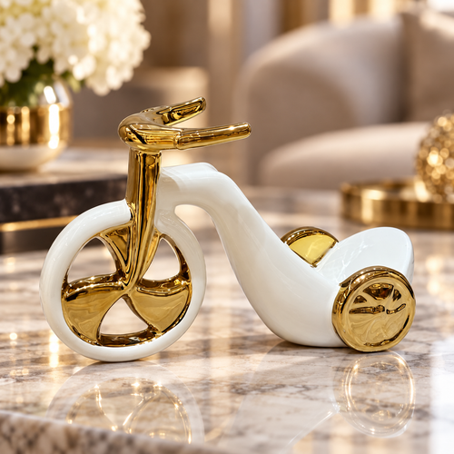 Elegant Tricycle Sculpture in Ivory & Gold