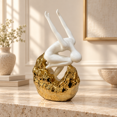 Elegant Diver Figurine in Ivory & Gold
