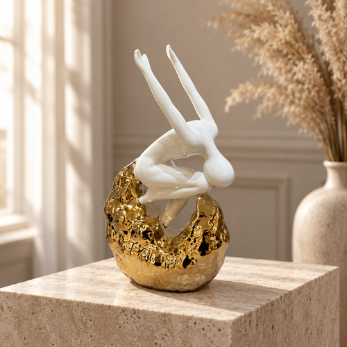 Elegant Diver Figurine in Ivory & Gold