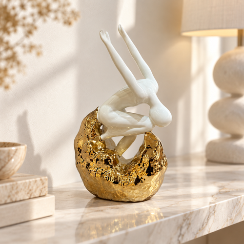 Elegant Diver Figurine in Ivory & Gold