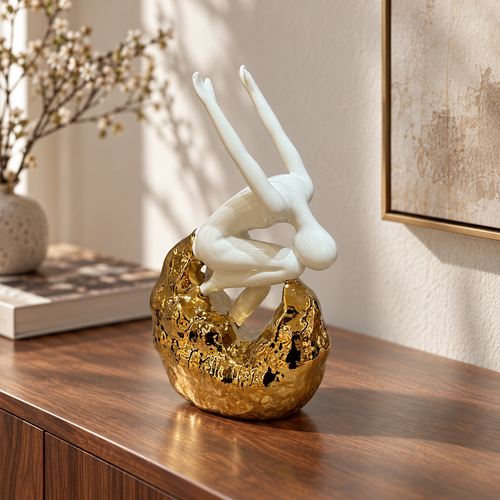 Elegant Diver Figurine in Ivory & Gold