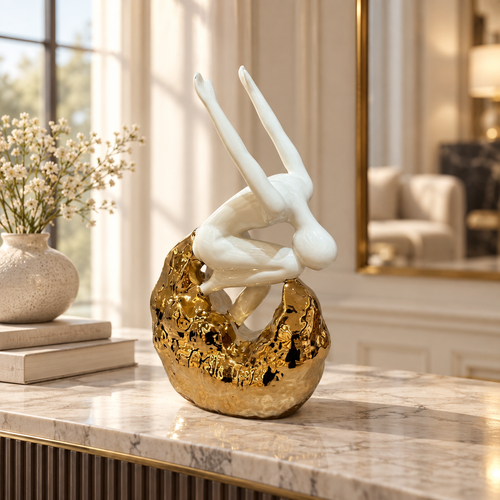 Elegant Diver Figurine in Ivory & Gold