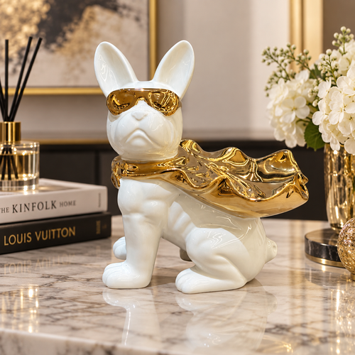 Modern French Bulldog Superhero Sculpture