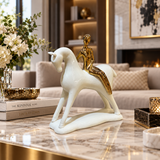 Majestic Equestrian Gold Rider Sculpture
