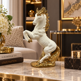 Royal White & Gold Rearing Horse Figurine