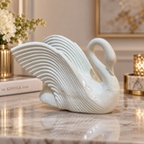 Elegant Glossy White Swan Showpiece