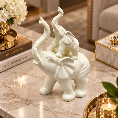 Royal Elephant Mother & Calf Sculpture