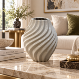 Modern Grey Swirl Ceramic Urn Vase