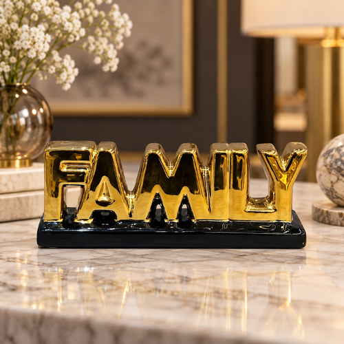 Modern "FAMILY" Word Block Sculpture