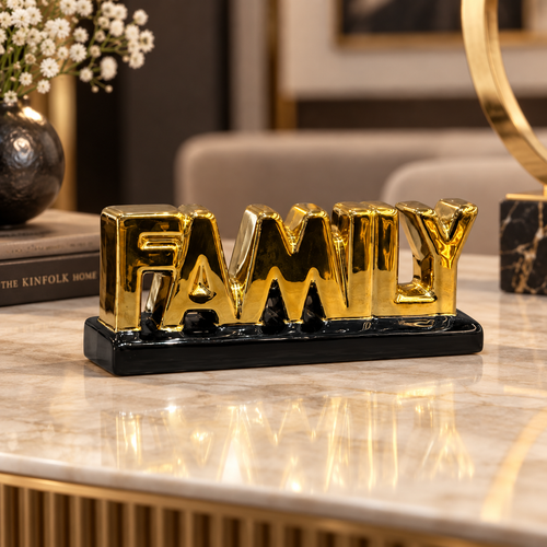 Modern "FAMILY" Word Block Sculpture