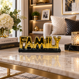 Modern "FAMILY" Word Block Sculpture