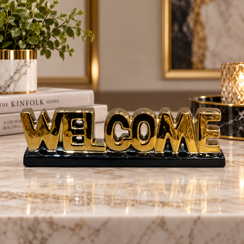 Elegant Gold "WELCOME" Tabletop Sign