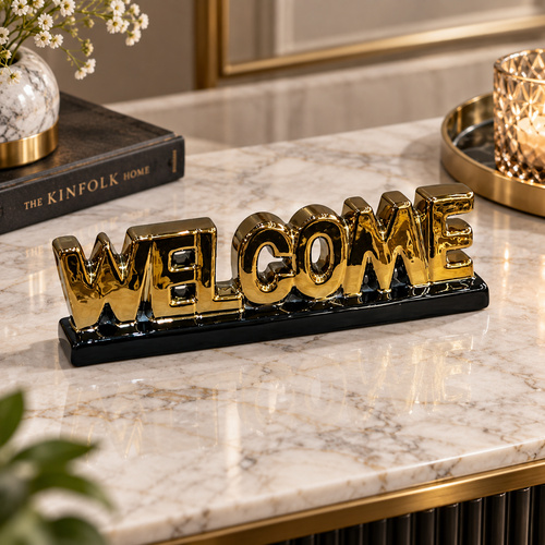 Elegant Gold "WELCOME" Tabletop Sign