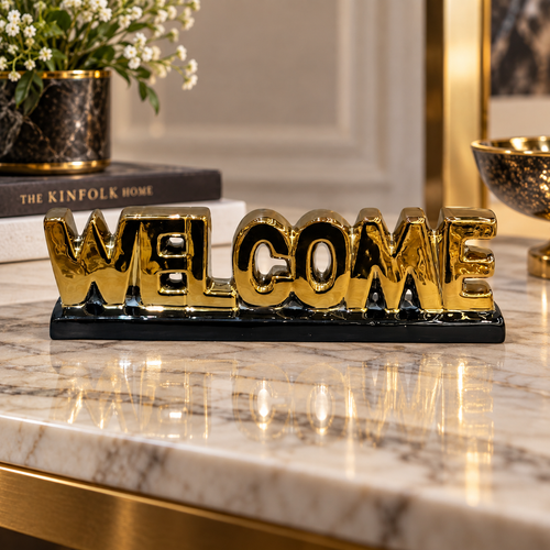Elegant Gold "WELCOME" Tabletop Sign