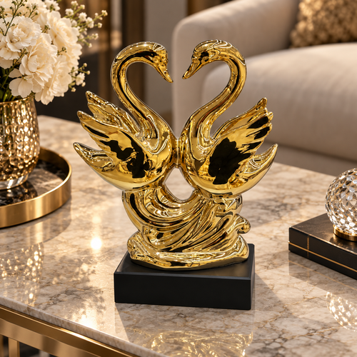 Majestic Gold Swan Harmony Sculpture