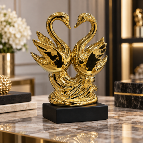 Majestic Gold Swan Harmony Sculpture