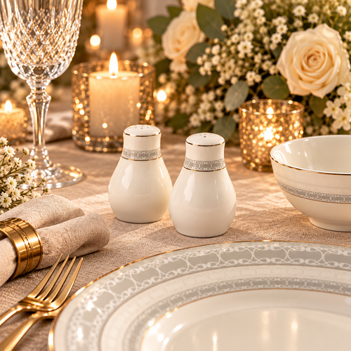 Royal Ivory & Gold Textured Dinnerware Set 39 Piece