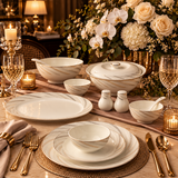 Radiant Gold Swirl Fine Ivory Dinner Set 39 Piece